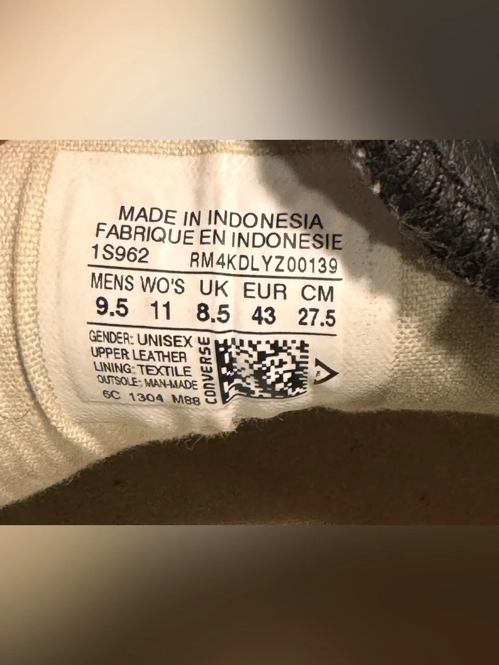 SOLD‼️Converse Unisex Jack Purcell Ox Leather Low Top Black/White1S962 Men’s 9.5 - Picture 8 of 8